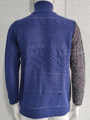 Men's high -necked color skin buckle long -sleeved knit sweater cardigan - 808Lush