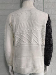Men's high -necked color skin buckle long -sleeved knit sweater cardigan - 808Lush