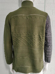 Men's high -necked color skin buckle long -sleeved knit sweater cardigan - 808Lush