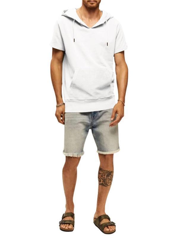 Men's knitted all-match casual hooded short-sleeved T-shirt - 808Lush