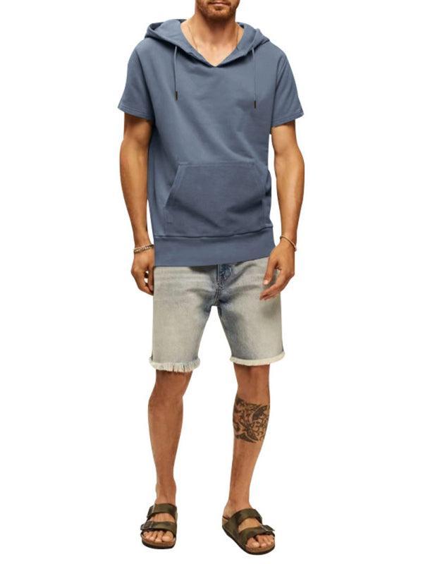 Men's knitted all-match casual hooded short-sleeved T-shirt - 808Lush