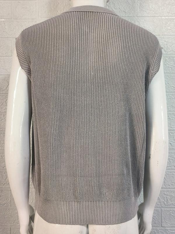 Men's lapel solid color Polo collar knitted top - 808Lush