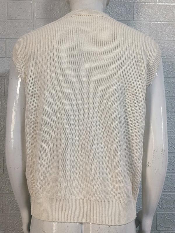 Men's lapel solid color Polo collar knitted top - 808Lush