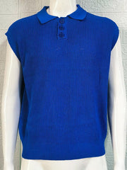 Men's lapel solid color Polo collar knitted top - 808Lush