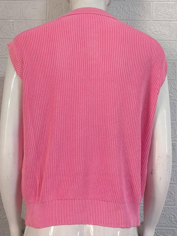 Men's lapel solid color Polo collar knitted top - 808Lush