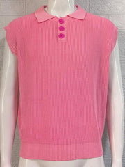 Men's lapel solid color Polo collar knitted top - 808Lush