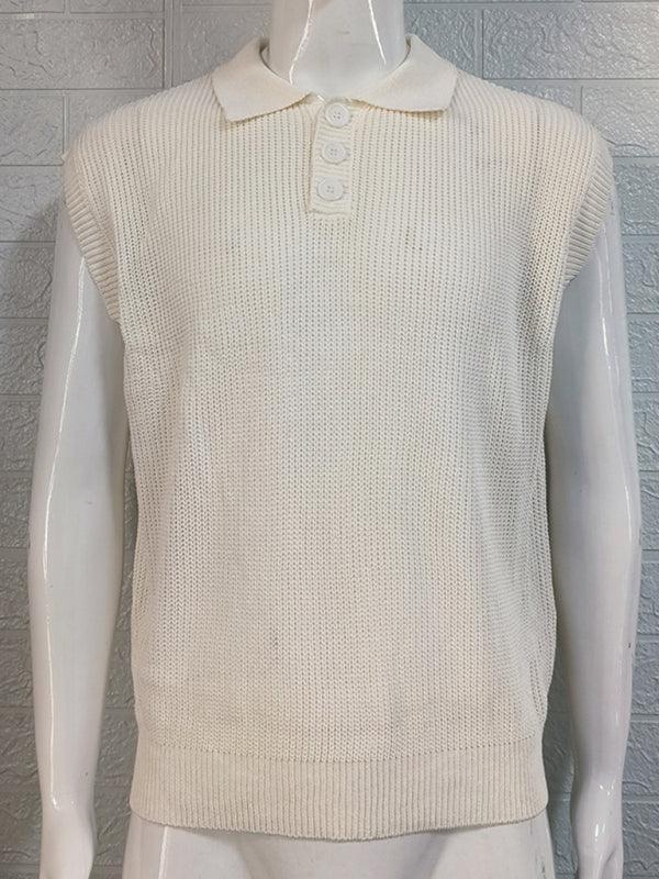 Men's lapel solid color Polo collar knitted top - 808Lush