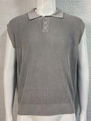 Men's lapel solid color Polo collar knitted top - 808Lush
