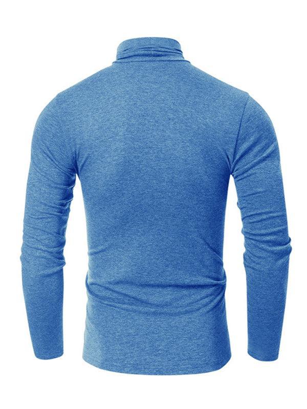 Men's long-sleeved solid color turtleneck bottoming T-shirt top - 808Lush