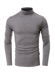 Men's long-sleeved solid color turtleneck bottoming T-shirt top - 808Lush
