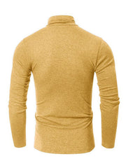 Men's long-sleeved solid color turtleneck bottoming T-shirt top - 808Lush