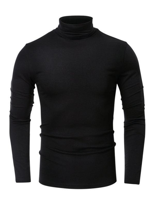Men's long-sleeved solid color turtleneck bottoming T-shirt top - 808Lush