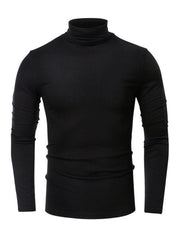Men's long-sleeved solid color turtleneck bottoming T-shirt top - 808Lush