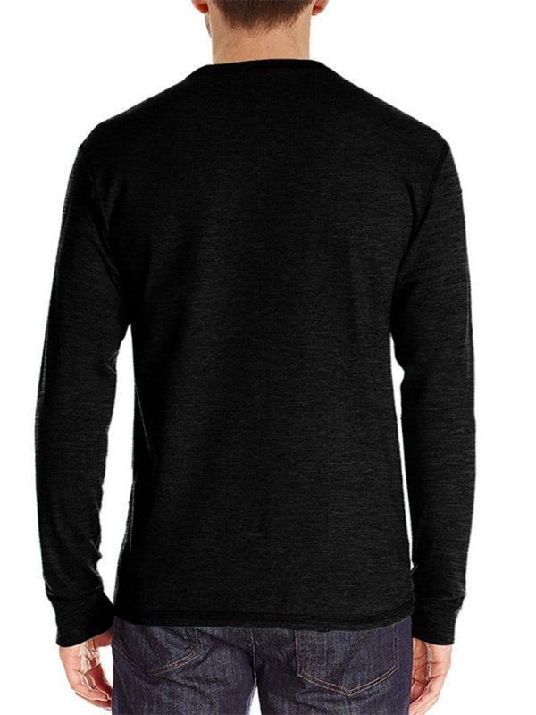 Men's long-sleeved t-shirt foreign trade t-shirt solid color bottoming shirt - 808Lush