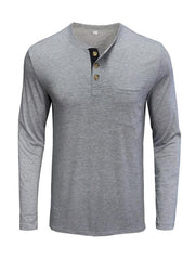 Men's long-sleeved t-shirt foreign trade t-shirt solid color bottoming shirt - 808Lush