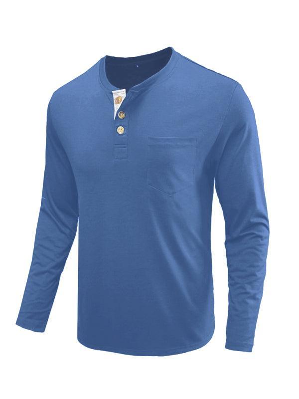 Men's long-sleeved t-shirt foreign trade t-shirt solid color bottoming shirt - 808Lush