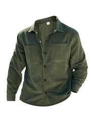 Men's casual multi-pocket solid color corduroy button-down shirt - 808Lush