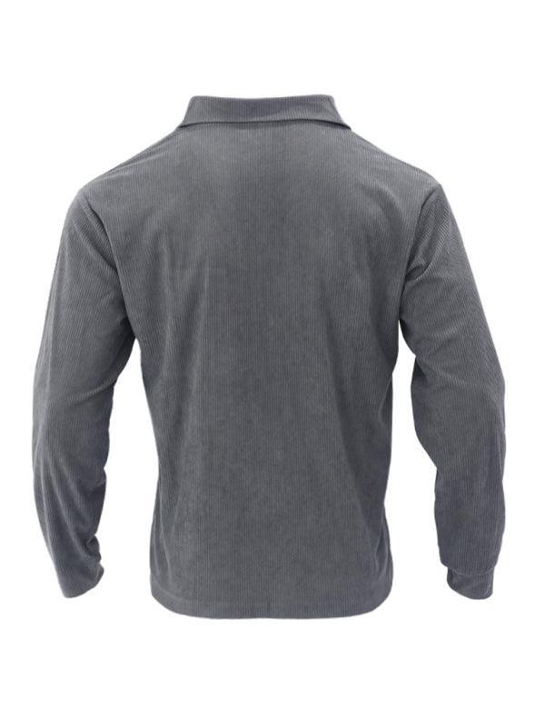 Men's casual multi-pocket solid color corduroy button-down shirt - 808Lush