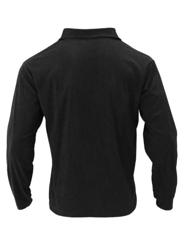Men's casual multi-pocket solid color corduroy button-down shirt - 808Lush