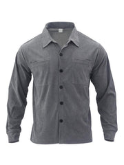 Men's casual multi-pocket solid color corduroy button-down shirt - 808Lush