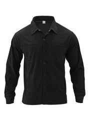 Men's casual multi-pocket solid color corduroy button-down shirt - 808Lush