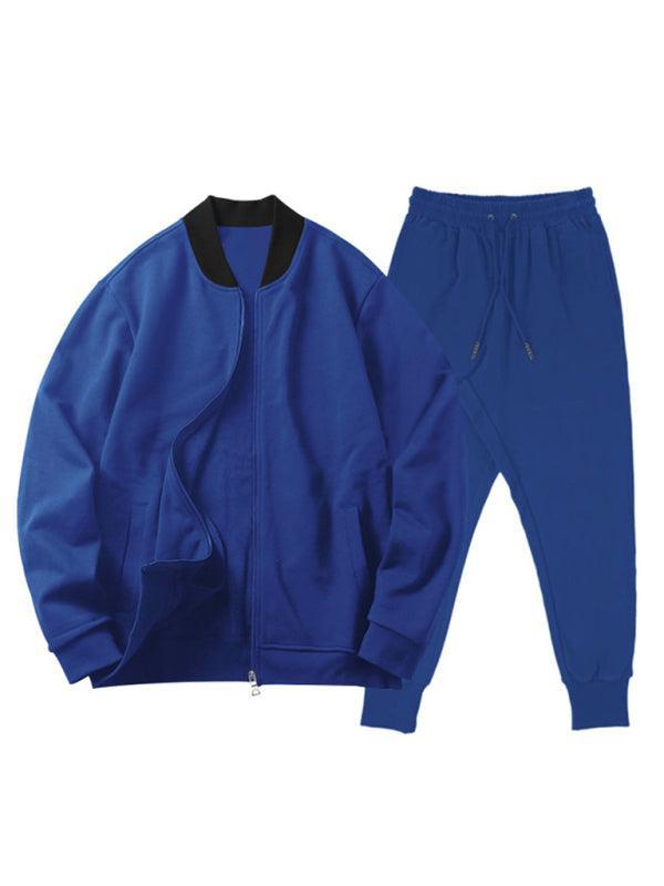 Men's casual solid color baseball collar jacket suit - 808Lush