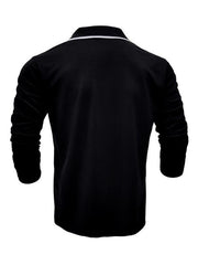 Men's long-sleeved V-neck lapel contrasting color POLO shirt - 808Lush