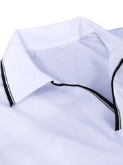 Men's long-sleeved V-neck lapel contrasting color POLO shirt - 808Lush