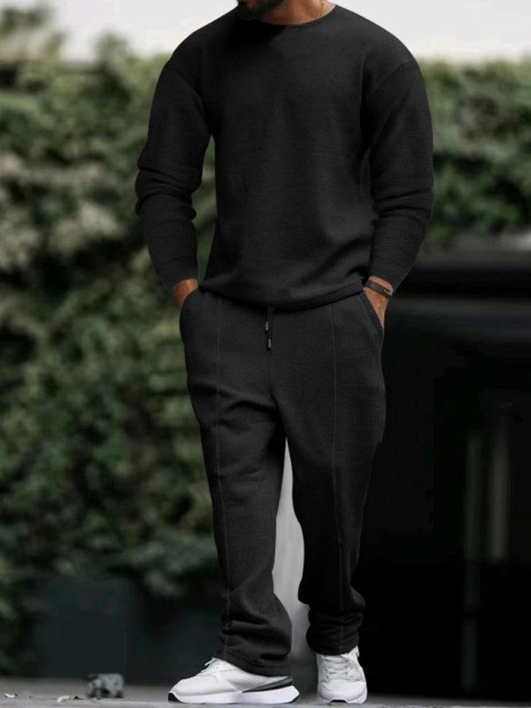 Men's long-sleeved trousers round-neck casual suit - 808Lush