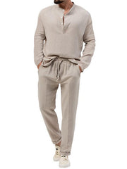 Men's casual long-sleeved shirt and trousers suit - 808Lush