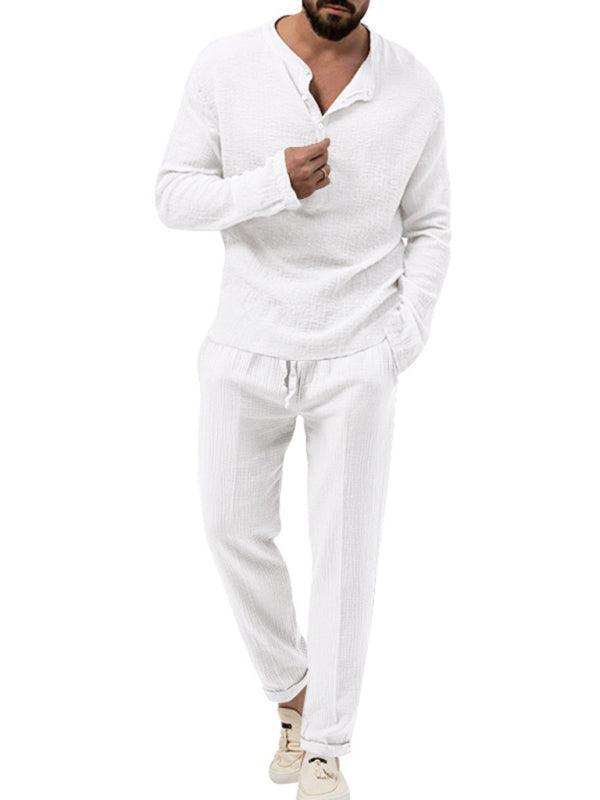 Men's casual long-sleeved shirt and trousers suit - 808Lush