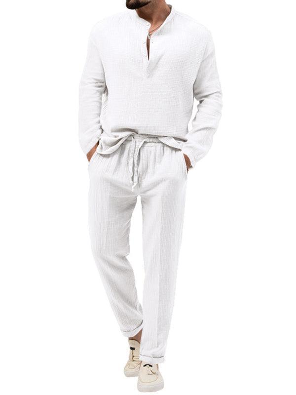 Men's casual long-sleeved shirt and trousers suit - 808Lush