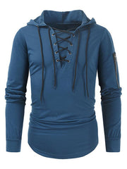 Men's lace-up sports casual pullover hooded sweatshirt - 808Lush