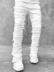 Men's stretch patch denim straight pants - 808Lush