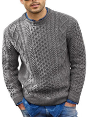 Men's round neck pullover knitted cable sweater - 808Lush