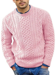 Men's round neck pullover knitted cable sweater - 808Lush