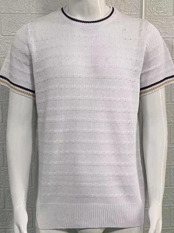 Men's round neck short sleeve slim fit knitted T-shirt - 808Lush