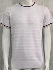 Men's round neck short sleeve slim fit knitted T-shirt - 808Lush
