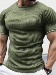 Men's round neck short sleeve slim fit knitted T-shirt - 808Lush