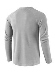 Men's solid-color basic button-down long-sleeve T-shirt - 808Lush