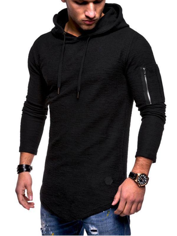 Men's solid color hooded casual long-sleeve T-shirt - 808Lush