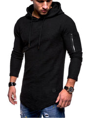 Men's solid color hooded casual long-sleeve T-shirt - 808Lush