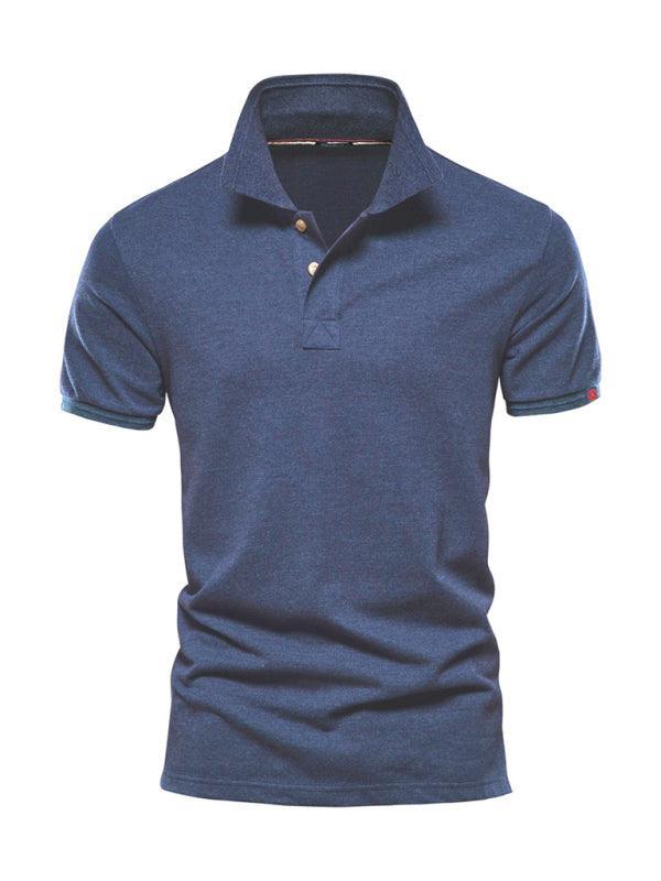 Men's solid color lapel casual short-sleeved POLO shirt - 808Lush