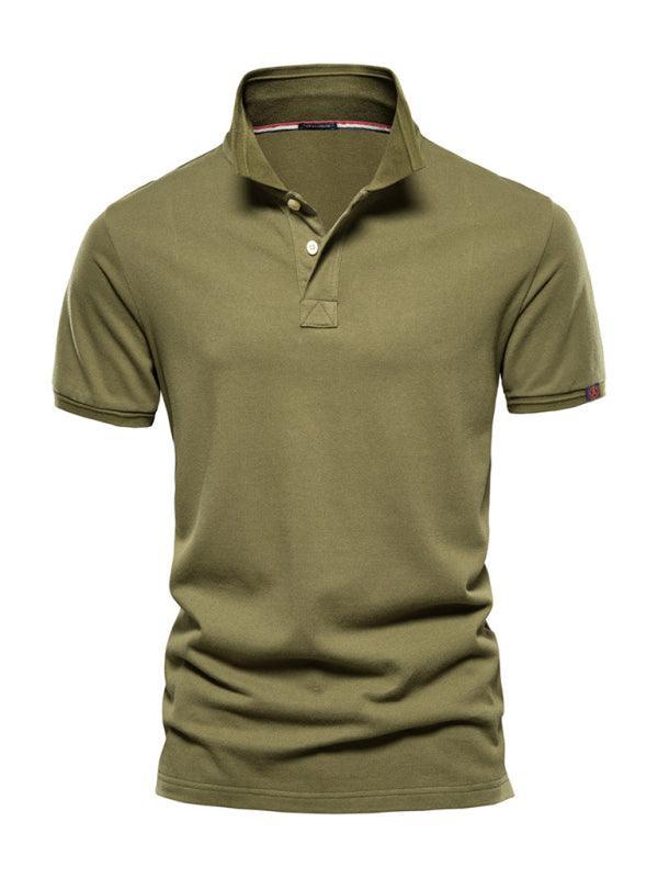 Men's solid color lapel casual short-sleeved POLO shirt - 808Lush