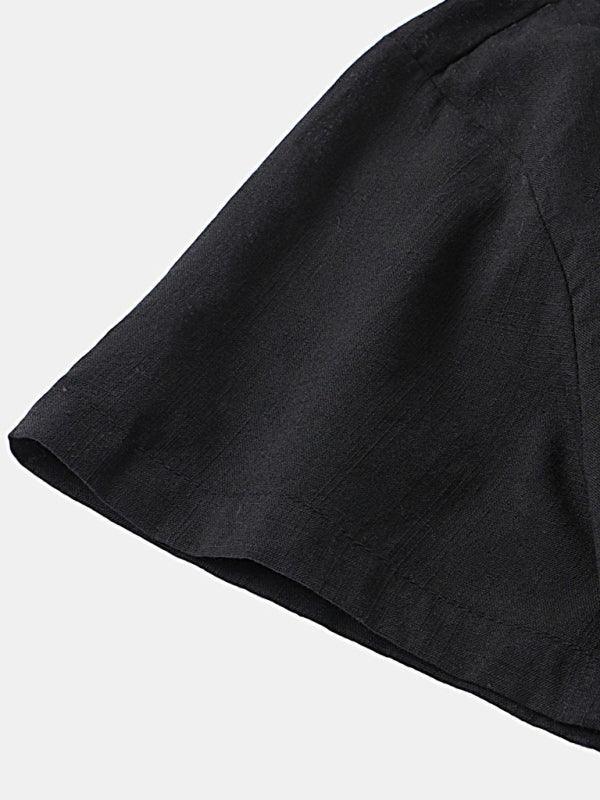 Men's solid color short-sleeved T-shirt shorts cotton linen casual suit - 808Lush