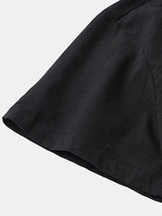 Men's solid color short-sleeved T-shirt shorts cotton linen casual suit - 808Lush