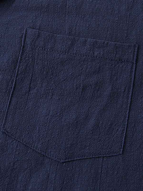 Men's solid color short-sleeved T-shirt shorts cotton linen casual suit - 808Lush