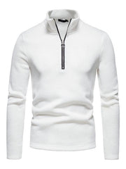 Men's solid color turtleneck zipper long sleeve sweatshirt - 808Lush