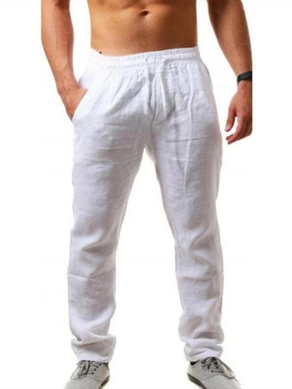 Men's solid elasticated waist loose-fitting casual pants - 808Lush