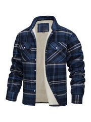 Men's thickened corduroy and velvet long-sleeved plaid patchwork jacket - 808Lush